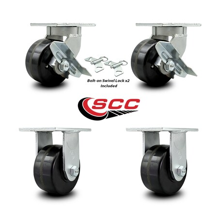 Service Caster 6 Inch Heavy Duty Phenolic Wheel Caster Swivel Lock and Brake 2 Rigid SCC, 2PK SCC-KP92S630-PHR-SLB-BSL-2-R-2